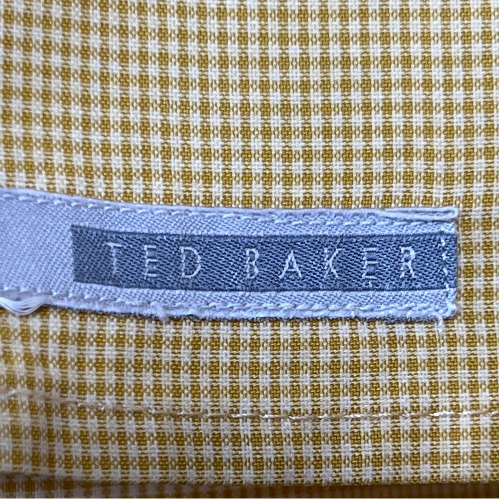 Ted Baker of London Men’s Gold Checked Dress Shirt Size 5 = US Size XL - Picture 6 of 9